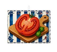 Tappetino scolapiatti con design a pomodori, per bancone della cucina, tappetino assorbente per scolapiatti con frutta rossa, tappetino scolapiatti rustico in microfibra per bancone della cucina, 45,7
