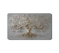 Tappetino scolapiatti con design ad albero per bancone della cucina, elegante tappetino in gomma assorbente color oro, tappetino scolapiatti in pelle PU per decorazione domestica 30,5 x 50,8 cm