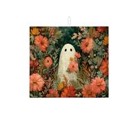 Tappetino scolapiatti con fantasia floreale fantasma per bancone della cucina, tappetino assorbente vintage in microfibra per scolapiatti autunnale per bancone della cucina, 40,6 x 45,7 cm