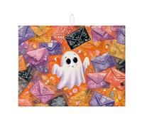 Tappetino scolapiatti con fantasma di Halloween, per bancone della cucina, bandana colorata, assorbente, tappetino scolapiatti in microfibra, per proteggere il bancone della cucina, 45,7 x 61 cm
