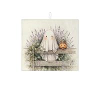 Tappetino scolapiatti con fantasma di Halloween, per bancone della cucina, fantasia floreale lavanda assorbente, tappetino scolapiatti in microfibra accogliente per decorazione bancone della cucina