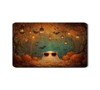 Tappetino scolapiatti con fantasma di Halloween, per bancone della cucina, lanterna di zucca, in gomma assorbente, tappetino scolapiatti in pelle PU autunnale, 30,5 x 50,8 cm