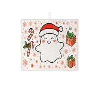 Tappetino scolapiatti con fantasma natalizio per bancone della cucina, carino motivo cartone animato, assorbente, divertente tappetino in microfibra per asciugare il bancone della cucina, 40,6 x 45,7