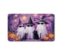 Tappetino scolapiatti con fantasmi di Halloween per bancone della cucina, tappetino scolapiatti in gomma assorbente viola con zucca, decorazione da strega spettrale, per bar, 30,5 x 50,8 cm