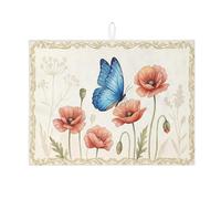 Tappetino scolapiatti con farfalla floreale per bancone della cucina, tappetino assorbente per scolapiatti con farfalla blu, tappetino in microfibra vintage primaverile per la decorazione della casa
