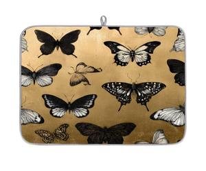 Tappetino scolapiatti con farfalla nera per bancone della cucina, assorbente e lavabile, tappetino scolapiatti per piano di lavoro, 61 x 46 cm