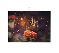 Tappetino scolapiatti con farfalla seduta su un fiore, in microfibra, grande tappetino scolapiatti per bancone della cucina, tappetino super assorbente, tappetino scolapiatti facile da pulire, 45,7 x