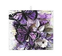 Tappetino scolapiatti con farfalla viola, in microfibra, per bancone della cucina, super assorbente, lavabile in lavatrice, 40,6 x 45,7 cm