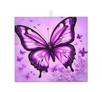 Tappetino scolapiatti con farfalla viola, scolapiatti per macchina da caffè, assorbente, in microfibra, per bancone della cucina, 40,6 x 45,7 cm