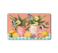 Tappetino scolapiatti con farfalle e limoni, per bancone della cucina, in gomma assorbente con motivo floreale vintage, per scolapiatti per la primavera e l'estate, 30,5 x 50,8 cm