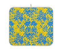 Tappetino scolapiatti con fiori gialli e blu, carino, ultra assorbente, grande, tappetino da cucina per piatti, 45,7 x 61 cm