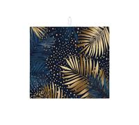 Tappetino scolapiatti con foglie di palma blu navy per bancone della cucina, tappetino assorbente per scolapiatti a pois dorati, tappetino scolapiatti in microfibra tropicale per bar, 40,6 x 45,7 cm