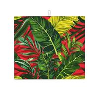 Tappetino scolapiatti con foglie di palma colorate, tappetino assorbente per bancone della cucina, tappetino da caffè tropicale, protezione scolapiatti con anello per appenderlo, 40,6 x 45,7 cm