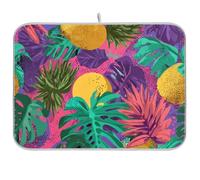 Tappetino scolapiatti con foglie tropicali colorate retrò riutilizzabili 45,7 x 61 cm rettangolare grande scolapiatti decorativo per la casa essenziale
