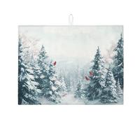 Tappetino scolapiatti con foresta invernale, per bancone della cucina, tappetino assorbente scolapiatti in microfibra per le vacanze, 45 x 61 cm