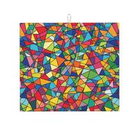 Tappetino scolapiatti con forme geometriche luminose per bancone della cucina, 45,7 x 40,6 cm, in microfibra super assorbente, tappetino antiscivolo per scolapiatti extra large da cucina