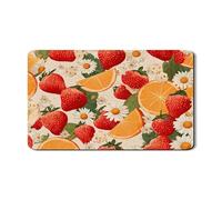 Tappetino scolapiatti con fragole e arancia, per bancone della cucina, in gomma assorbente con motivo floreale vintage, per scolapiatti per la primavera e l'estate, 30,5 x 50,8 cm