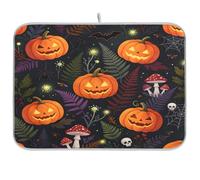 Tappetino scolapiatti con funghi zucca, per bancone della cucina, 40,6 x 45,7 cm, assorbente, scolapiatti in legno floreale