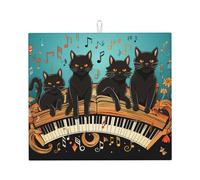 Tappetino scolapiatti con gatti sdraiati sul pianoforte per bancone della cucina, 45,7 x 40,6 cm, super assorbente, in microfibra, tappetino scolapiatti antiscivolo, tappetino extra large per
