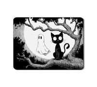 Tappetino scolapiatti con gatto e fantasma di Halloween per bancone della cucina, tappetino scolapiatti in gomma assorbente bianco nero e bianco, tappetino scolapiatti in pelle PU per l'autunno