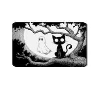 Tappetino scolapiatti con gatto e fantasma di Halloween per bancone della cucina, tappetino scolapiatti in gomma assorbente bianco nero e bianco, tappetino scolapiatti in pelle PU per l'autunno, 30,5