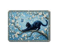 Tappetino scolapiatti con gatto e farfalla per bancone della cucina, tappetino scolapiatti in gomma assorbente floreale, tappetino scolapiatti in pelle PU primaverile per protezione contro 45,7 x 61
