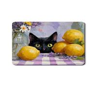 Tappetino scolapiatti con gatto e limone, per bancone della cucina, fantasia floreale, assorbente, in gomma, tappetino scolapiatti per cucina estiva, 30,5 x 50,8 cm