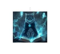 Tappetino scolapiatti con gatto mistico per bancone della cucina, tappetino assorbente blu incantato, tappetino scolapiatti in microfibra fantasia per proteggere bar, 40,6 x 45,7 cm