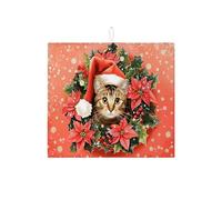 Tappetino scolapiatti con gatto natalizio per bancone della cucina, motivo stella di Natale, assorbente, tappetino scolapiatti in microfibra, per bancone della cucina, decorazione per le vacanze, 40,6