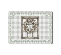 Tappetino scolapiatti con ghirlanda di girasoli per bancone della cucina, tappetino in gomma assorbente vintage a quadri verde, tappetino scolapiatti rustico in pelle sintetica per la decorazione