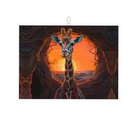 Tappetino scolapiatti con giraffa in meditazione, in microfibra, grande, per bancone della cucina, super assorbente, facile da pulire, 45,7 x 61 cm