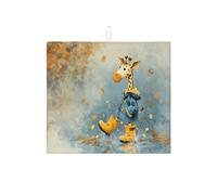 Tappetino scolapiatti con giraffa per bancone della cucina, grazioso tappetino scolapiatti assorbente con animali autunnali, tappetino in microfibra per scolapiatti per bancone della cucina