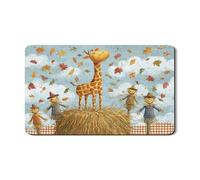 Tappetino scolapiatti con giraffa per bancone della cucina, grazioso tappetino scolapiatti in gomma assorbente con foglie autunnali, tappetino scolapiatti stagionale in pelle PU per bancone della