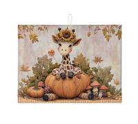 Tappetino scolapiatti con giraffa per bancone della cucina, tappetino assorbente per scolapiatti autunnale con giraffa floreale, grazioso tappetino in microfibra per scolapiatti per bancone della