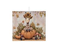 Tappetino scolapiatti con giraffa per bancone della cucina, tappetino assorbente per scolapiatti autunnale con giraffa floreale, grazioso tappetino in microfibra per scolapiatti per bancone della