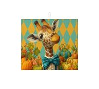 Tappetino scolapiatti con giraffa per bancone della cucina, tappetino assorbente per scolapiatti con zucca, tappetino scolapiatti in microfibra autunnale per decorazione bancone della cucina, 40,6 x