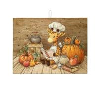 Tappetino scolapiatti con giraffa per bancone della cucina, tappetino assorbente per scolapiatti rustico in microfibra, tappetino per asciugatura autunnale per bancone della cucina, protezione da bar