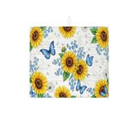 Tappetino scolapiatti con girasole e farfalla, per bancone della cucina, tappetino assorbente per scolapiatti floreale, tappetino in microfibra primaverile per la decorazione della casa, 40,6 x 45,7