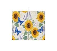 Tappetino scolapiatti con girasole e farfalla, per bancone della cucina, tappetino assorbente per scolapiatti giallo floreale in microfibra per bar, 40,6 x 45,7 cm