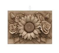 Tappetino scolapiatti con girasole e rosa per bancone della cucina, tappetino assorbente rustico floreale, tappetino scolapiatti vintage in microfibra per protezione bancone della cucina, 45,7 x 61 cm