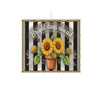 Tappetino scolapiatti con girasole per bancone della cucina, a righe nere, assorbente, tappetino scolapiatti estivo con motivo floreale vibrante per bancone della cucina, decorazione per la casa, 40,6