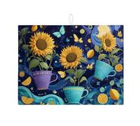 Tappetino scolapiatti con girasole per bancone della cucina, tappetino assorbente per scolapiatti a tema natura vivace, tappetino in microfibra stagionale per decorazione bancone della cucina, 45,7 x