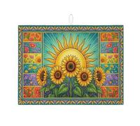 Tappetino scolapiatti con girasole per bancone della cucina, tappetino assorbente per scolapiatti floreale, tappetino estivo in microfibra vibrante per proteggere bar, 45,7 x 61 cm
