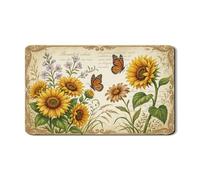 Tappetino scolapiatti con girasole per bancone della cucina, tappetino scolapiatti in gomma assorbente con motivo floreale giallo, tappetino scolapiatti in pelle PU con farfalla primaverile, 30,5 x