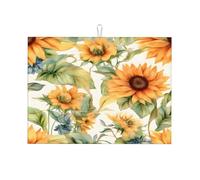 Tappetino scolapiatti con girasoli e pittura a olio, assorbente, per bancone della cucina, tappetino scolapiatti antiscivolo, 45,7 x 61 cm