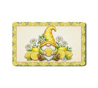 Tappetino scolapiatti con gnomo al limone, per bancone della cucina, tappetino scolapiatti in gomma assorbente con motivo floreale giallo, tappetino scolapiatti estivo dal design fantasioso per la