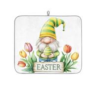 Tappetino scolapiatti con gnomo pasquale verde, grande tappetino per lavello da cucina, super assorbente, decorazione da cucina, 45,7 x 40,6 cm