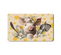 Tappetino scolapiatti con grazioso design a maiale per bancone della cucina, giocoso motivo floreale assorbente in gomma scolapiatti, scelta perfetta per feste primaverili, 30,5 x 50,8 cm