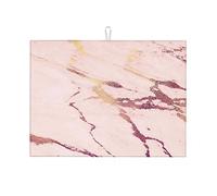 Tappetino scolapiatti con griglia e trama in marmo, bianco, antiscivolo, grande, 18 x 24 pollici