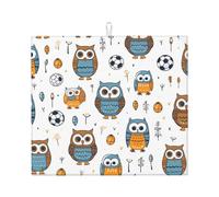 Tappetino scolapiatti con gufo sportivo assorbente per bancone della cucina, tappetino da calcio, tappetino da caffè, protezione scolapiatti con anello per appenderlo, 40,6 x 45,7 cm